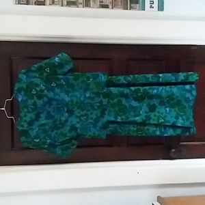 Vintage 60s Peck + Peck 2-Piece mod Dress Suit green/blue Size 13 ESTATE